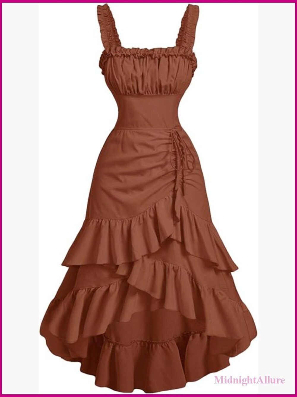 Ruffle Hem A-Line Long Dress Sleeveless Ruched Party Club Night Out